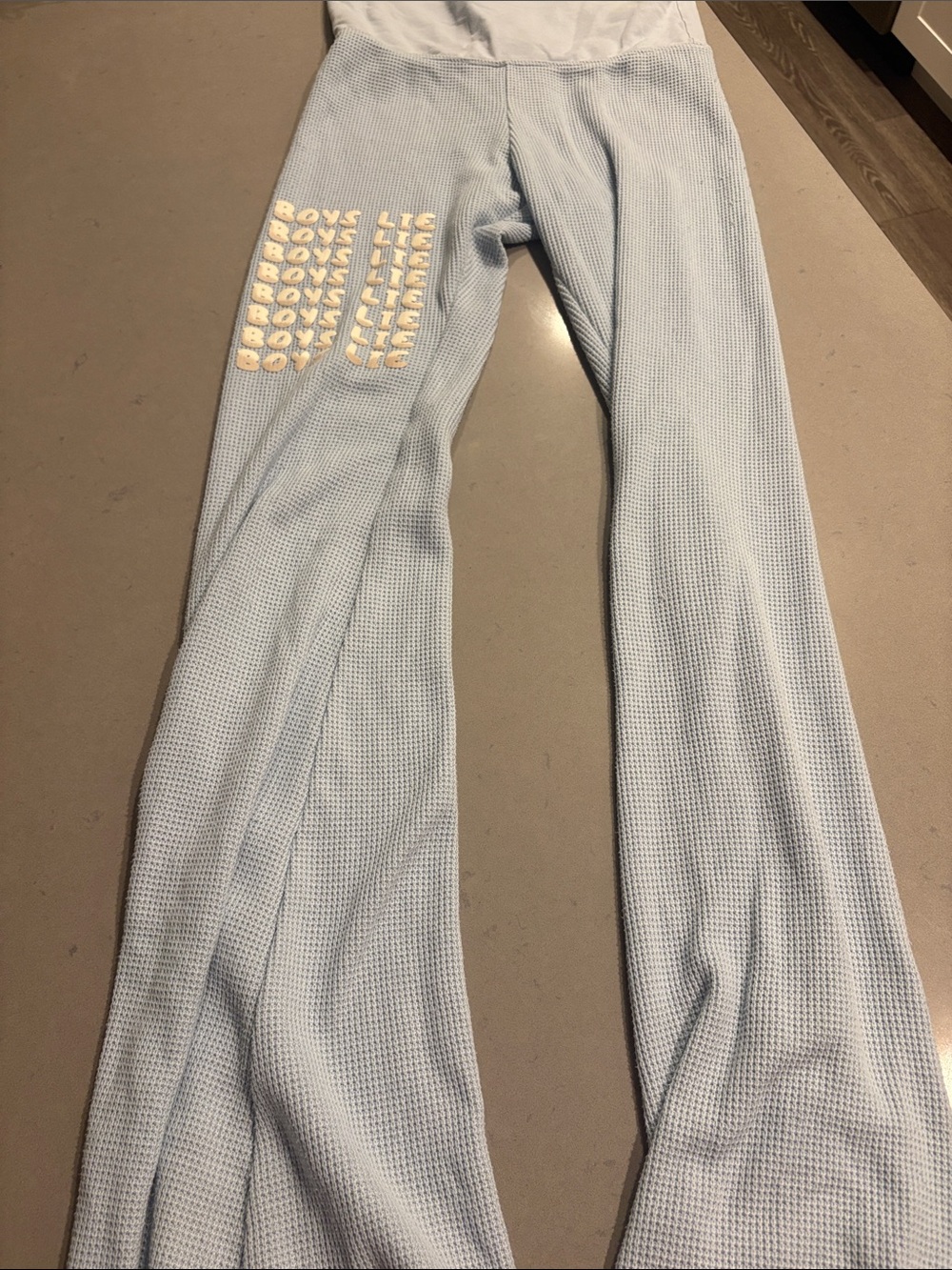Boys Lie Light Blue Waffle Knit Flared Pants S